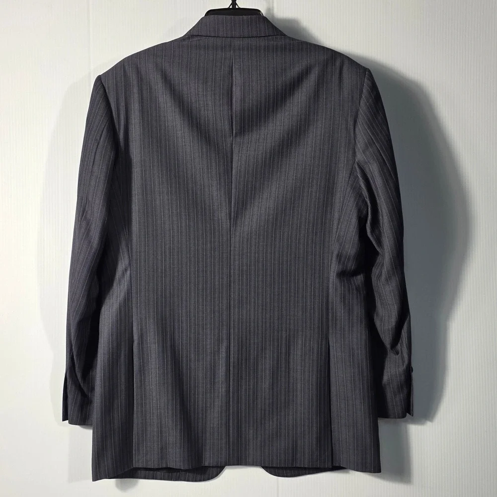Mens Charcoal Grey Pinstripe Two Button Blazer Jacket Designed in Italy Size 40R